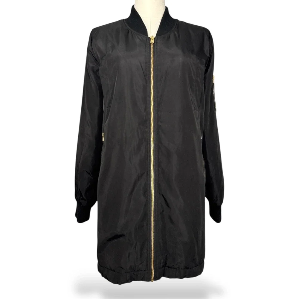 Moto‎ Black Orange Lightweight Bomber Jacket Womens Small